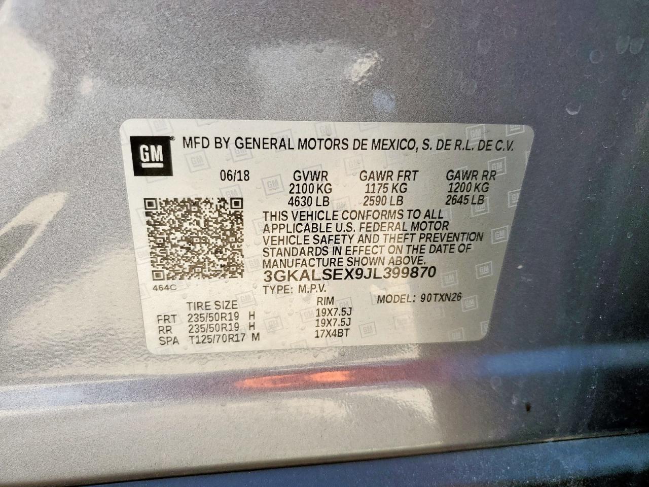 2018 GMC Terrain Denali VIN: 3GKALSEX9JL399870 Lot: 71282545