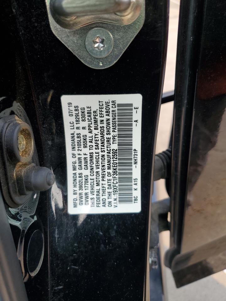 2019 Honda Civic Ex VIN: 19XFC1F36KE012592 Lot: 71799165