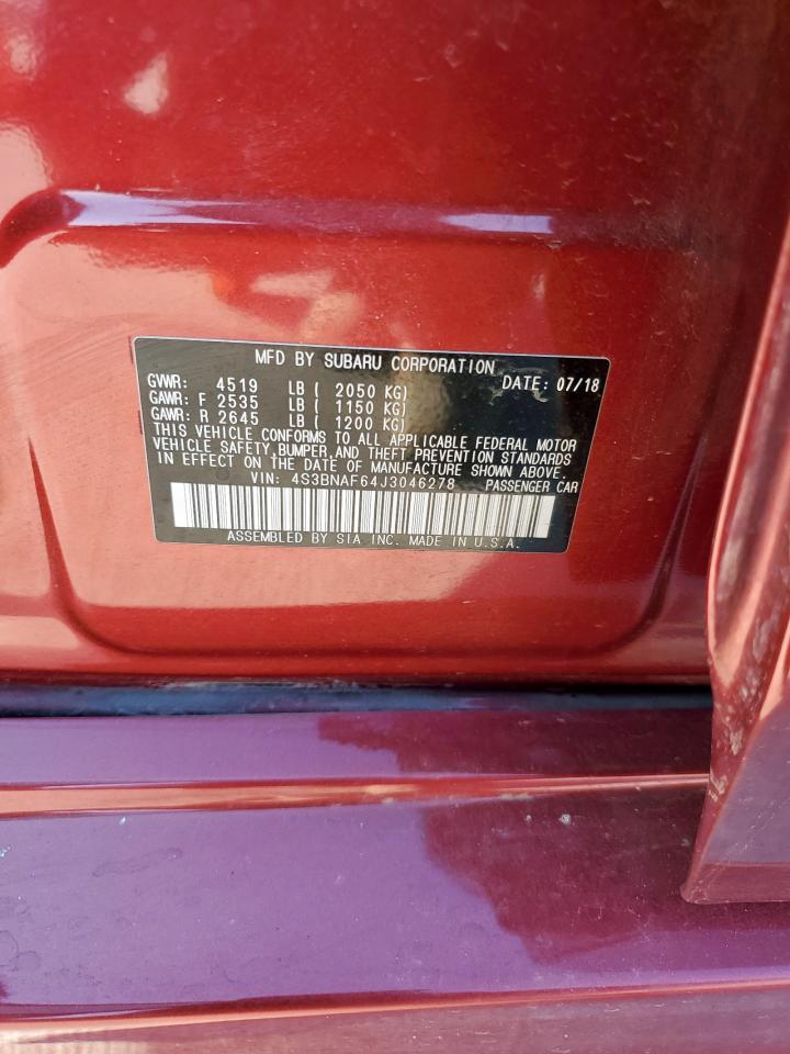 2018 Subaru Legacy 2.5I Premium VIN: 4S3BNAF64J3046278 Lot: 84474695