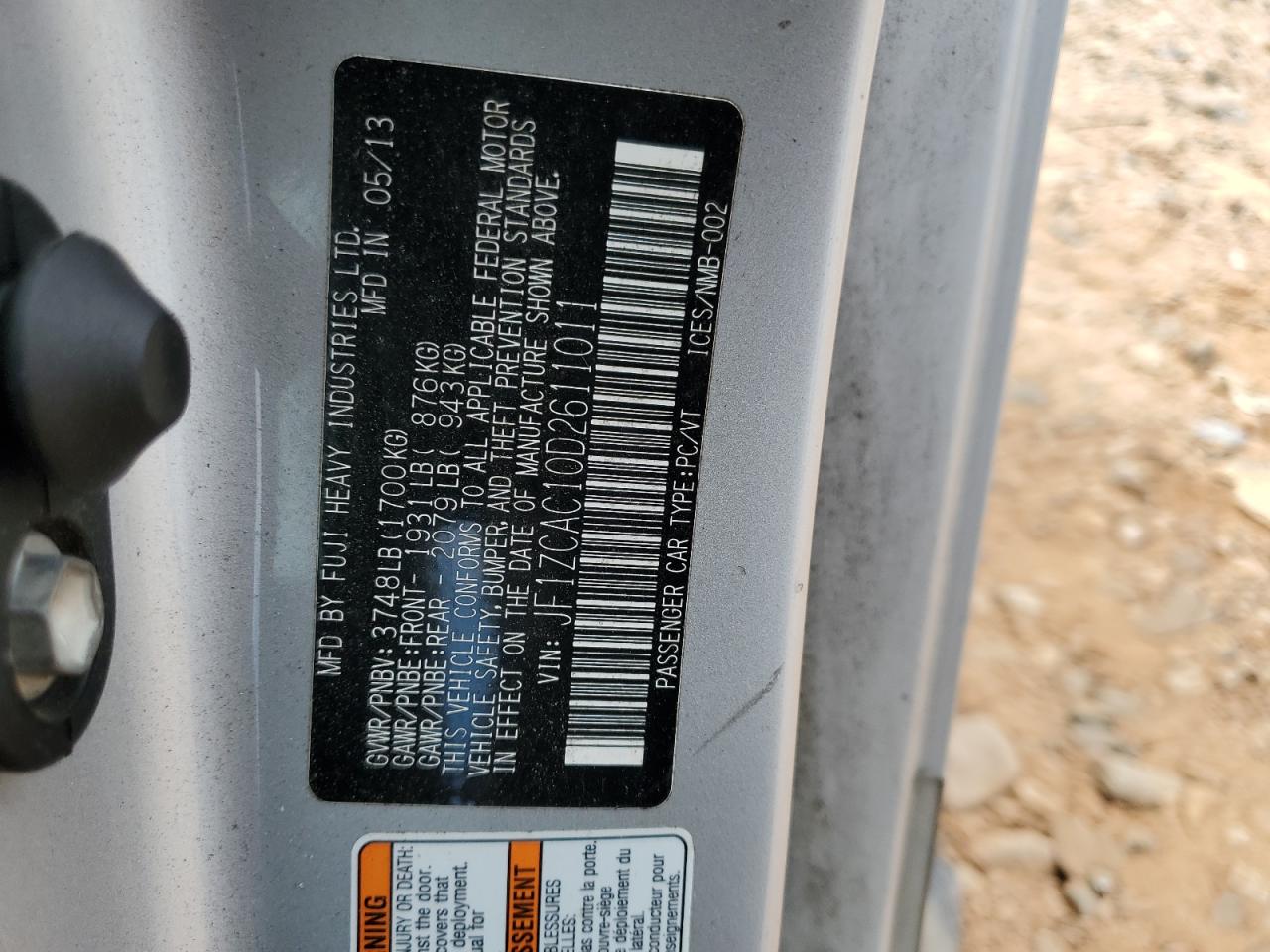 2013 Subaru Brz 2.0 Limited VIN: JF1ZCAC10D2611011 Lot: 71185225