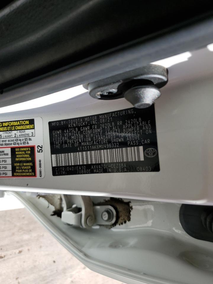 2021 Toyota Camry Night Shade VIN: 4T1S11AK6MU496332 Lot: 84531525