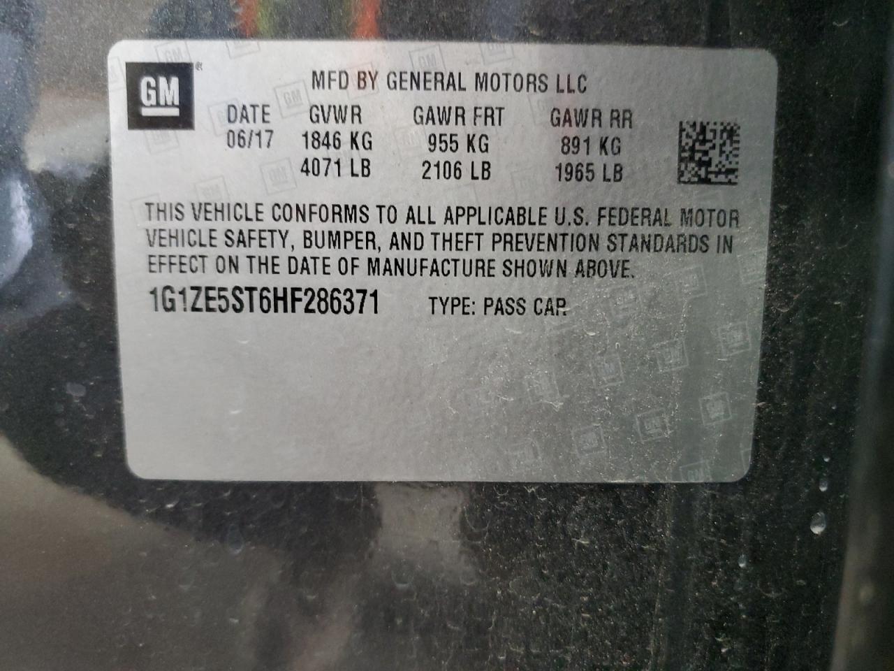 2017 Chevrolet Malibu Lt VIN: 1G1ZE5ST6HF286371 Lot: 80640885