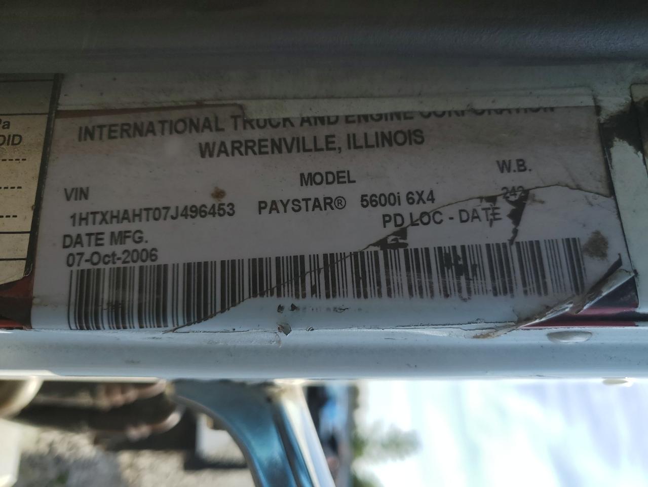 2007 International 5600 5600I - Semi Truck VIN: 1HTXHAHT07J496453 Lot: 80704525