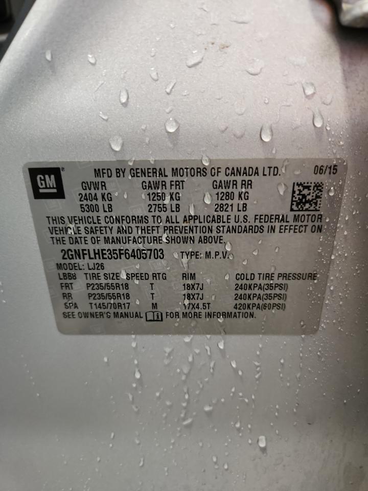 2015 Chevrolet Equinox Ltz VIN: 2GNFLHE35F6405703 Lot: 80506365