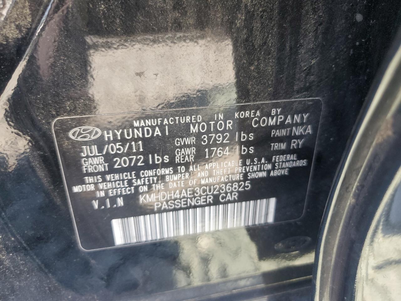 2012 Hyundai Elantra Gls VIN: KMHDH4AE3CU236825 Lot: 71677605