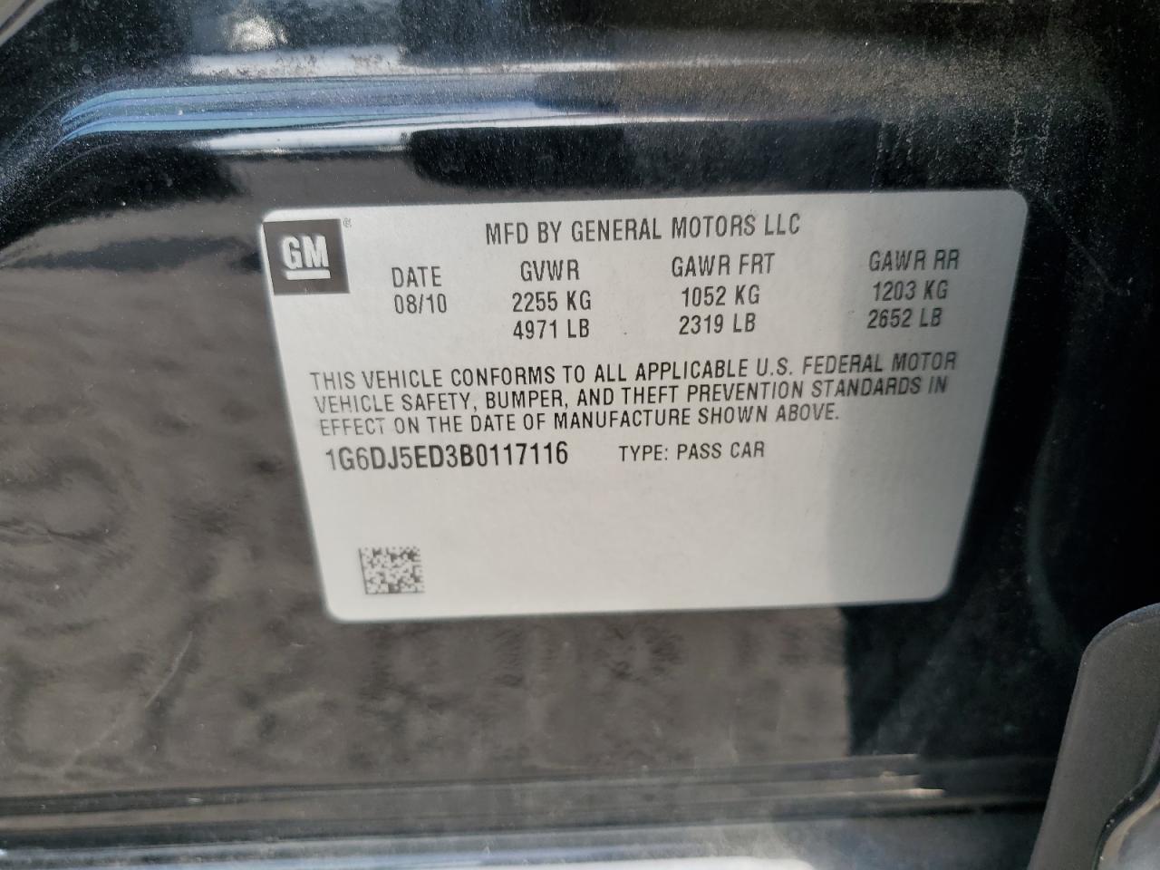 2011 Cadillac Cts Performance Collection VIN: 1G6DJ5ED3B0117116 Lot: 71598625