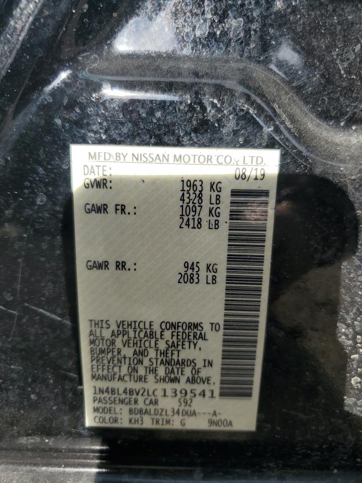 2020 Nissan Altima S VIN: 1N4BL4BV2LC139541 Lot: 81782145