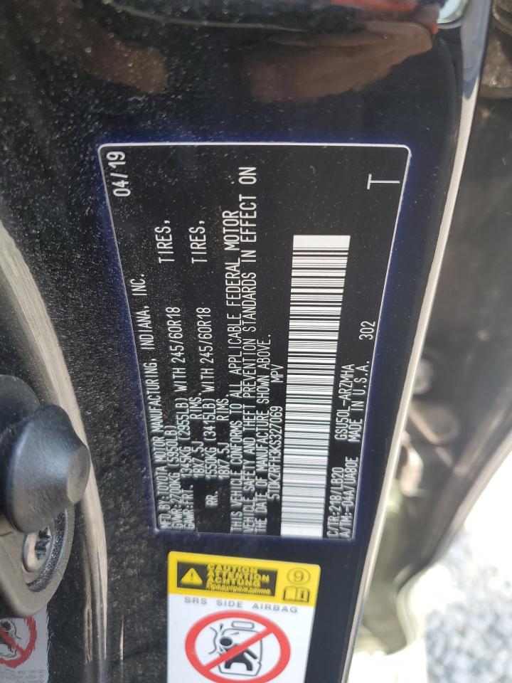2019 Toyota Highlander Se VIN: 5TDKZRFH3KS327069 Lot: 81399925