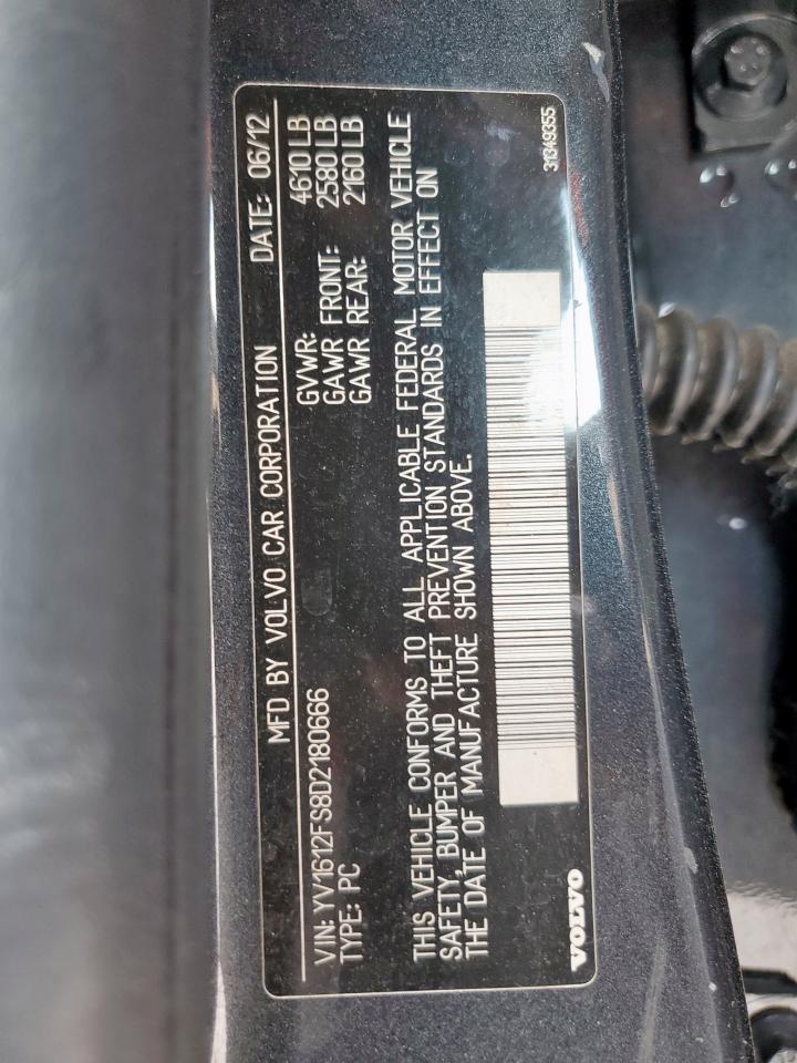 2013 Volvo S60 T5 VIN: YV1612FS8D2180666 Lot: 80898715