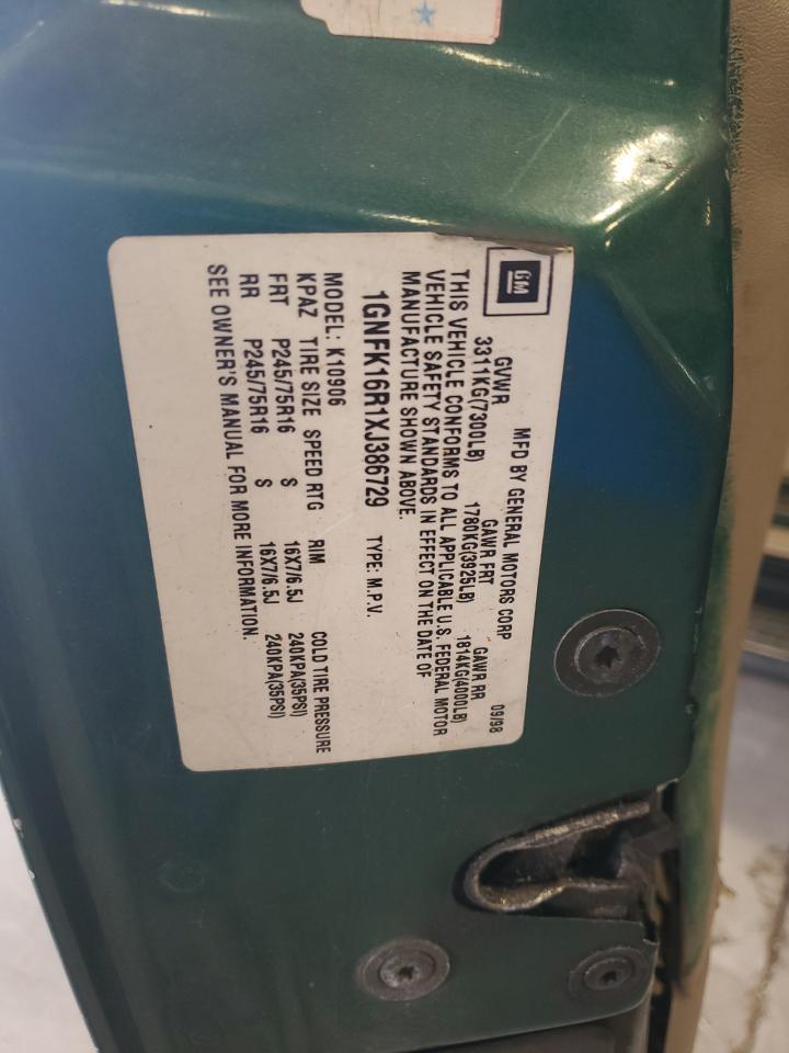 1999 Chevrolet Suburban K1500 VIN: 1GNFK16R1XJ386729 Lot: 80654155