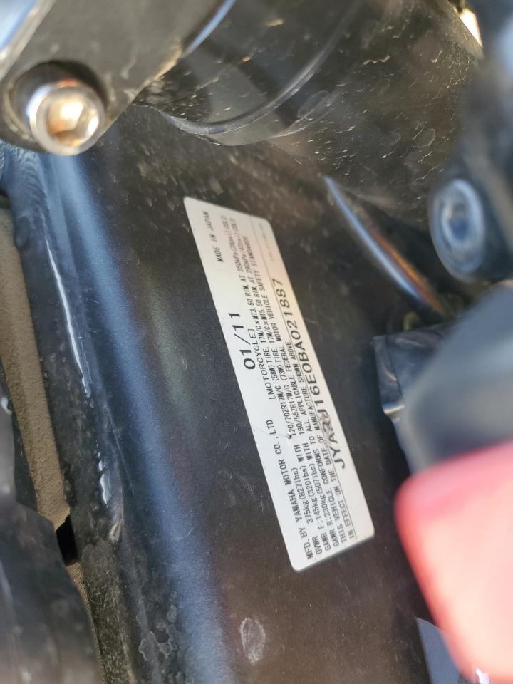 2011 Yamaha Yzfr6 VIN: JYARJ16E0BA021887 Lot: 80733735