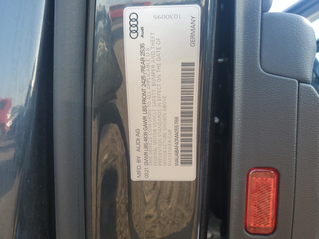 2021 Audi A4 Premium 40 VIN: WAUABAF40MA055768 Lot: 70584255