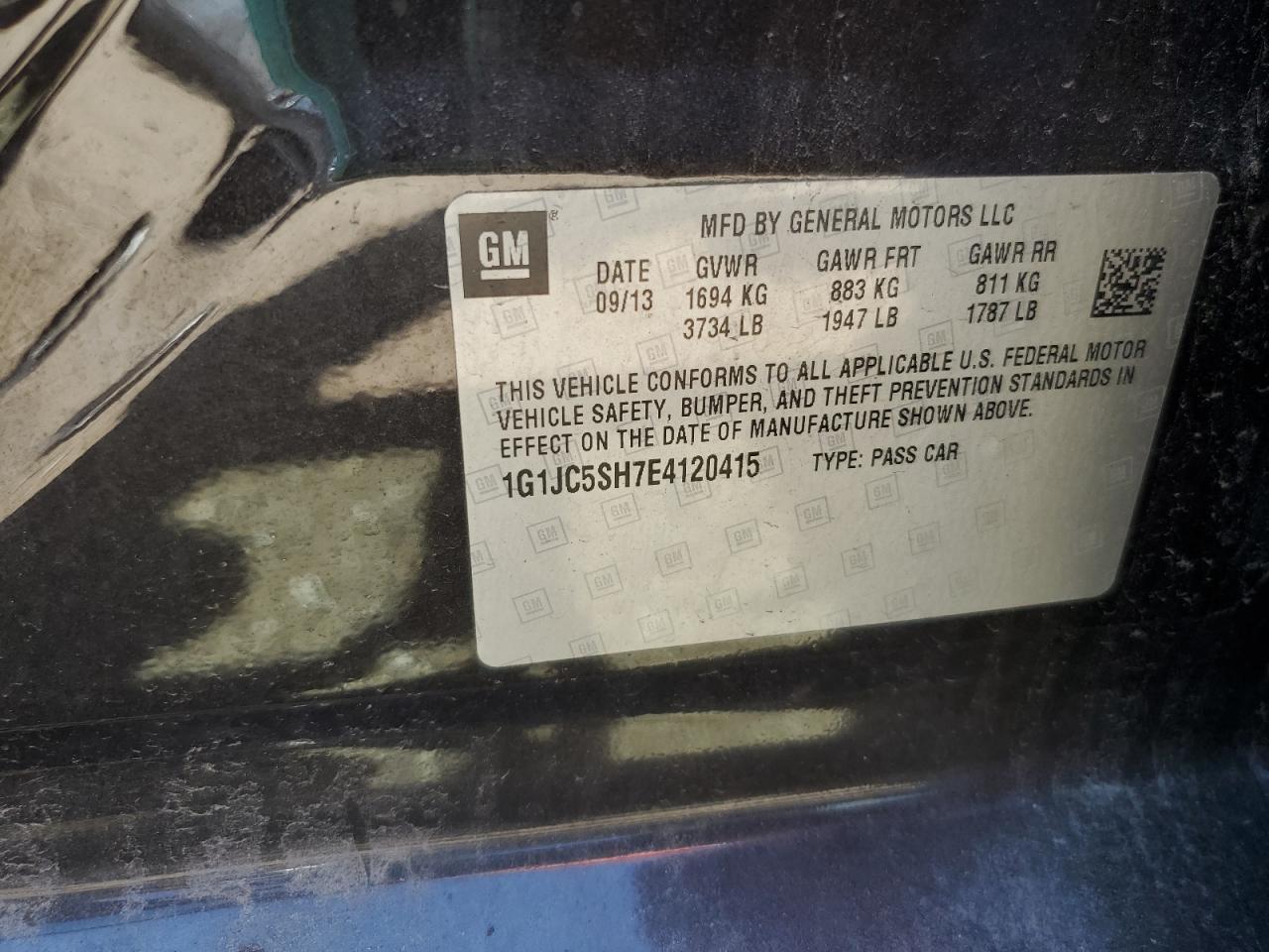 2014 Chevrolet Sonic Lt VIN: 1G1JC5SH7E4120415 Lot: 81117135