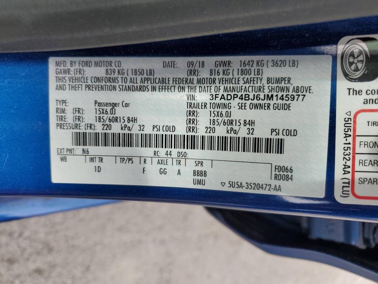 2018 Ford Fiesta Se VIN: 3FADP4BJ6JM145977 Lot: 81665195