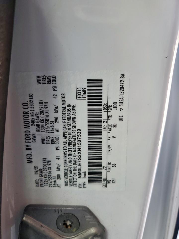 2022 Ford Transit Connect Xl VIN: NM0LE7S2XN1507539 Lot: 84212225