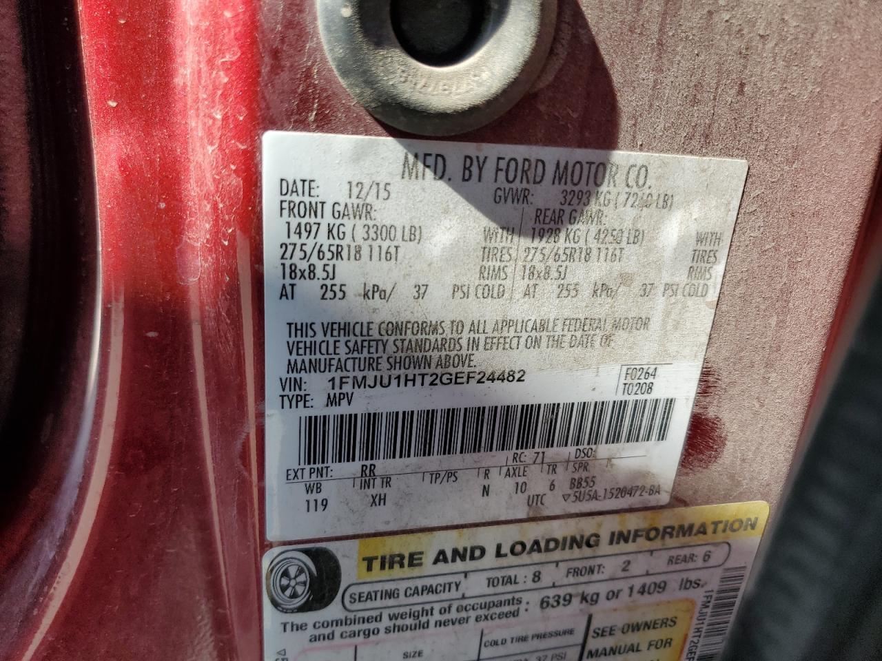 2016 Ford Expedition Xlt VIN: 1FMJU1HT2GEF24482 Lot: 71645435