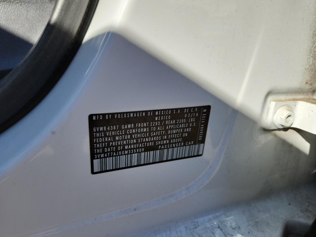 2016 Volkswagen Jetta Gli VIN: 3VW4T7AJXGM335909 Lot: 81844885