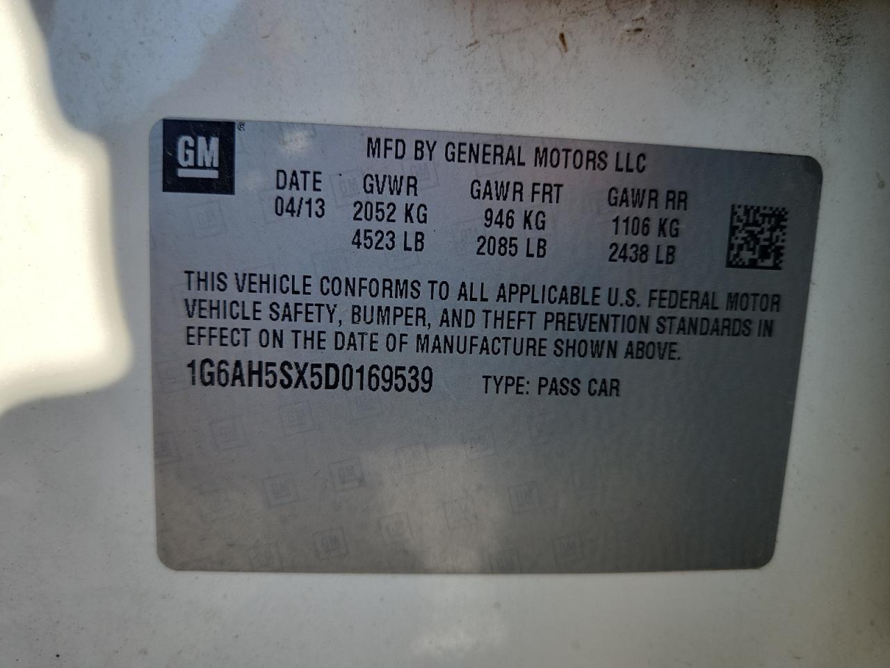 2013 Cadillac Ats Luxury VIN: 1G6AH5SX5D0169539 Lot: 80380845