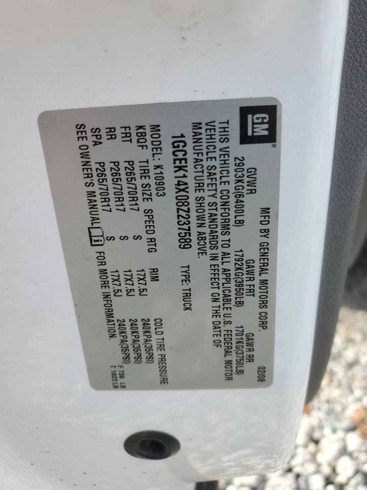 2008 Chevrolet Silverado K1500 VIN: 1GCEK14X08Z237589 Lot: 84562805