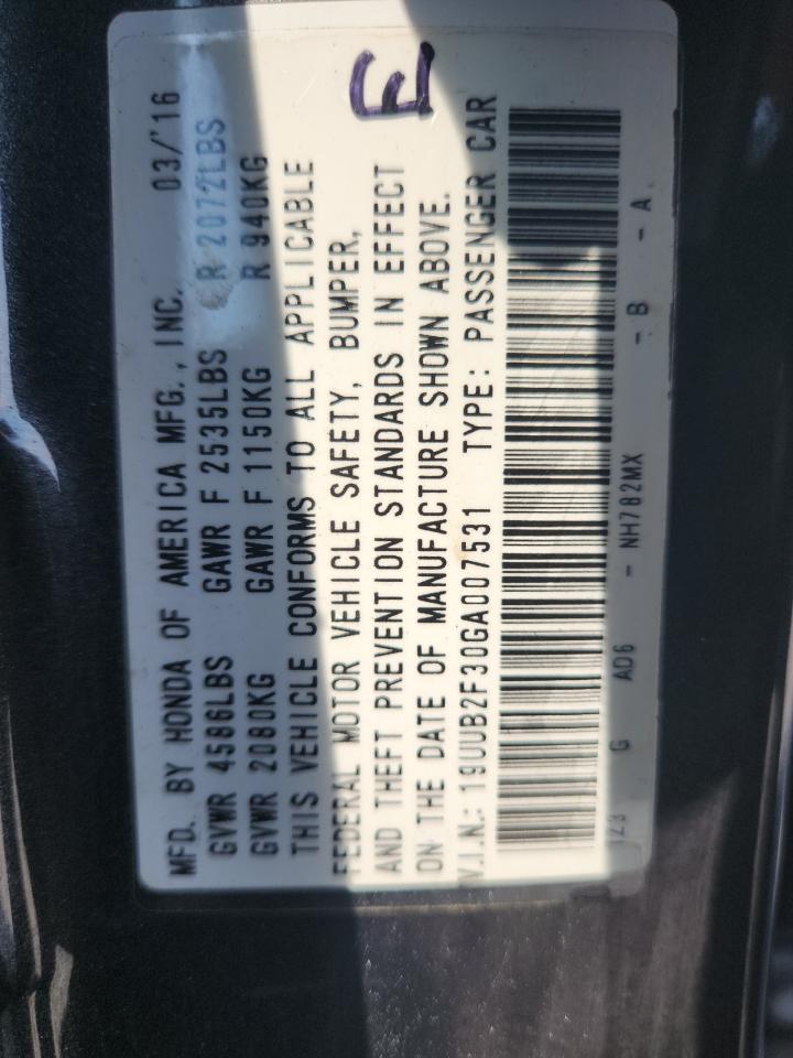 2016 Acura Tlx VIN: 19UUB2F30GA007531 Lot: 80161315