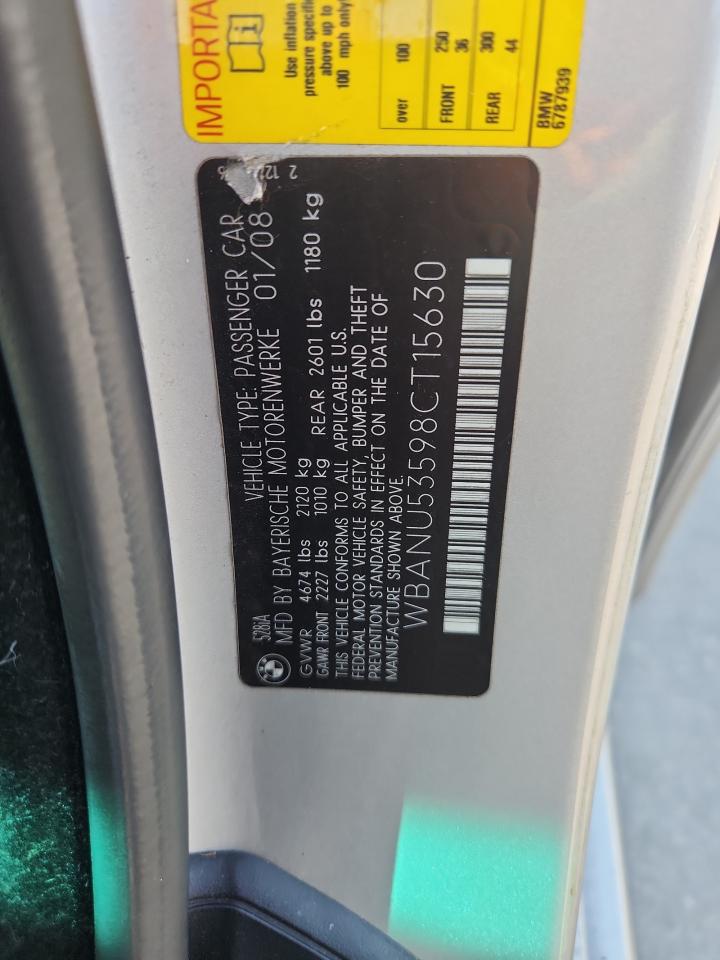 2008 BMW 528 I VIN: WBANU53598CT15630 Lot: 80126265