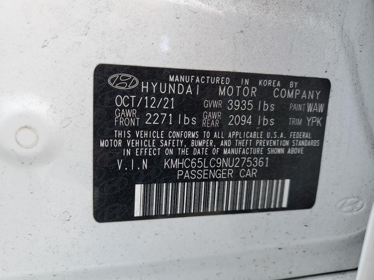 2022 Hyundai Ioniq Blue VIN: KMHC65LC9NU275361 Lot: 80534685