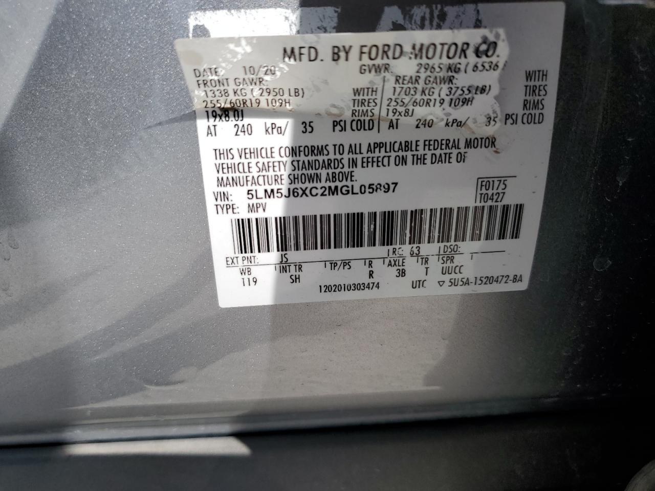 2021 Lincoln Aviator VIN: 5LM5J6XC2MGL05897 Lot: 80808995