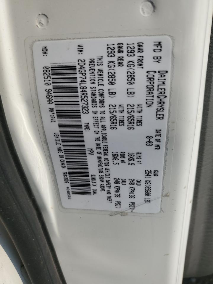 2004 Dodge Grand Caravan Ex VIN: 2D4GP74L84R527323 Lot: 80895975