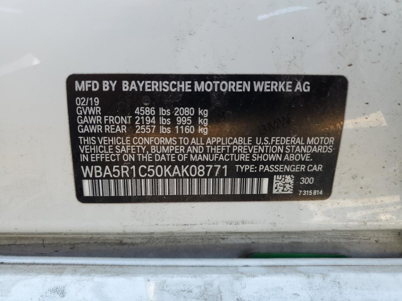 2019 BMW 330I VIN: WBA5R1C50KAK08771 Lot: 80684145