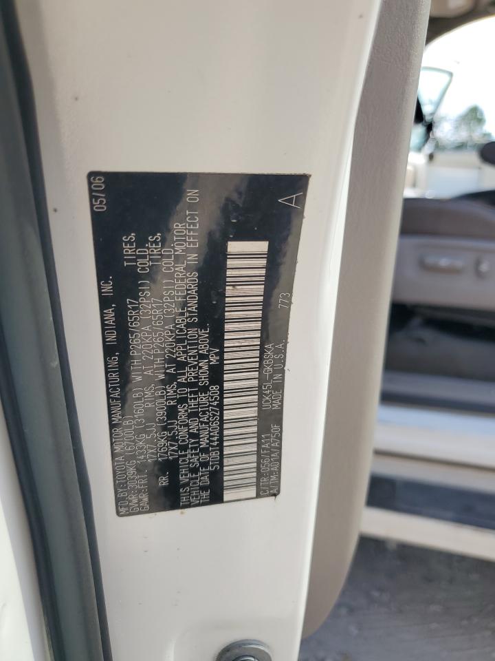 2006 Toyota Sequoia Sr5 VIN: 5TDBT44A06S274508 Lot: 80134295