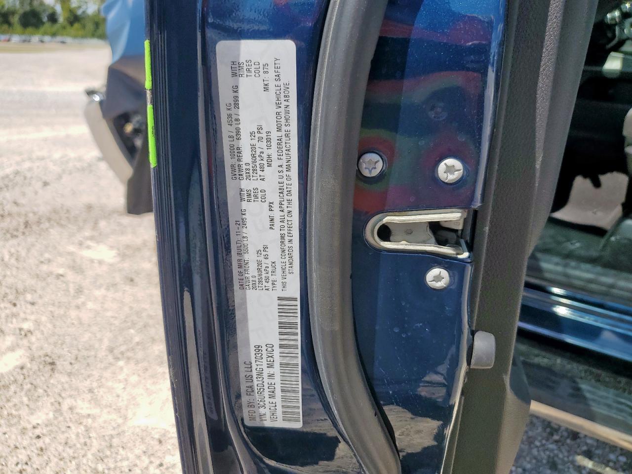 2022 Ram 2500 Big Horn/Lone Star VIN: 3C6UR5DJ3NG170399 Lot: 84284435