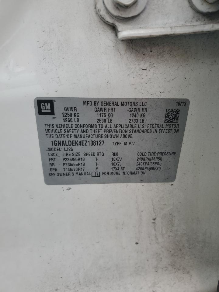 2014 Chevrolet Equinox Ltz VIN: 1GNALDEK4EZ108127 Lot: 81297905