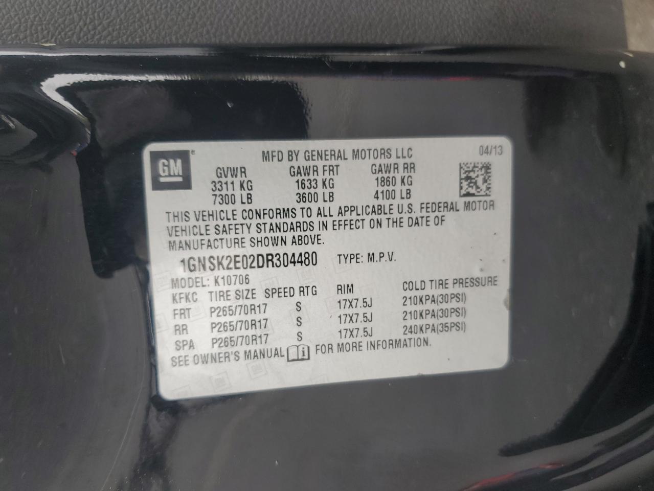 2013 Chevrolet Tahoe Police VIN: 1GNLC2E0XDR240173 Lot: 81240315