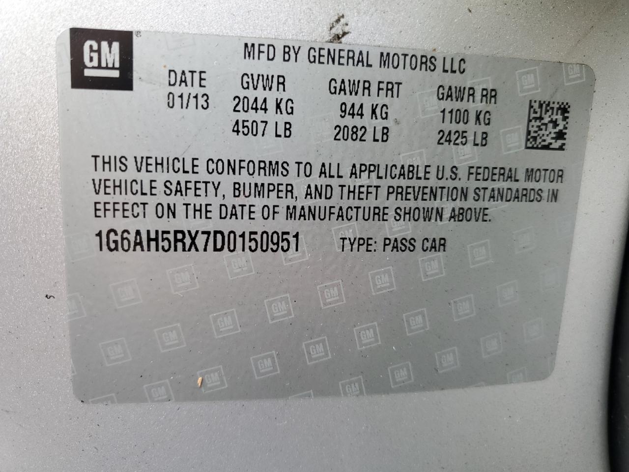 2013 Cadillac Ats Luxury VIN: 1G6AH5RX7D0150951 Lot: 81850445