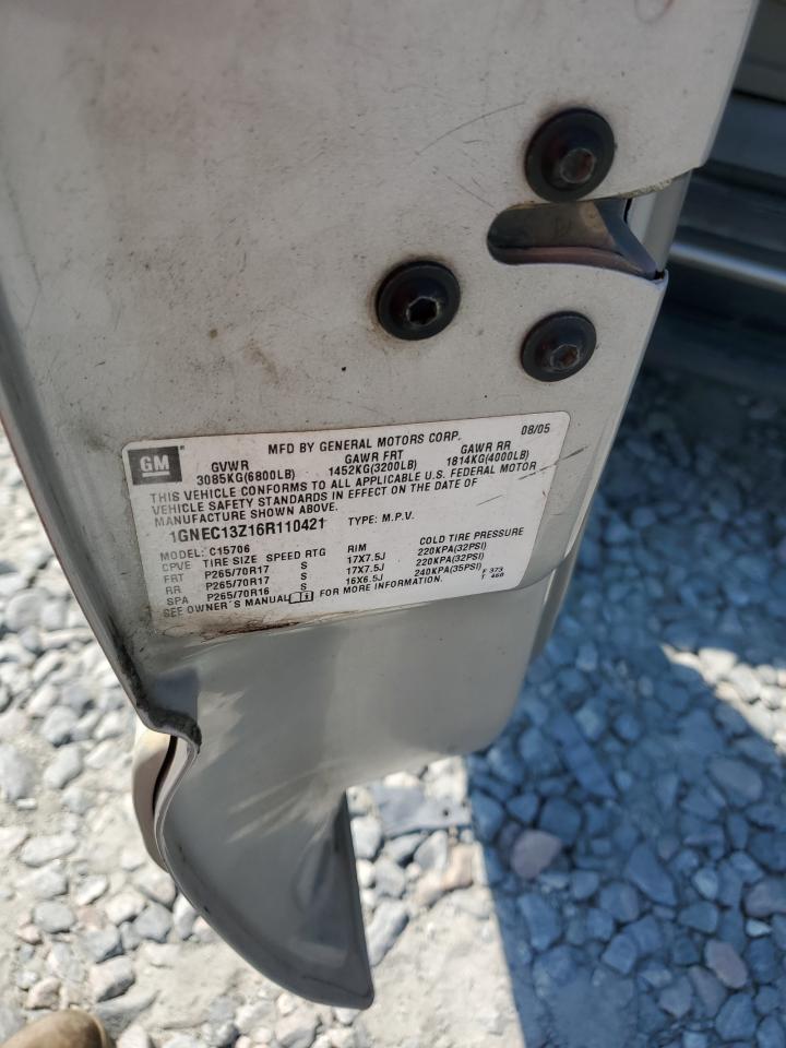 2006 Chevrolet Tahoe C1500 VIN: 1GNEC13Z16R110421 Lot: 80915775