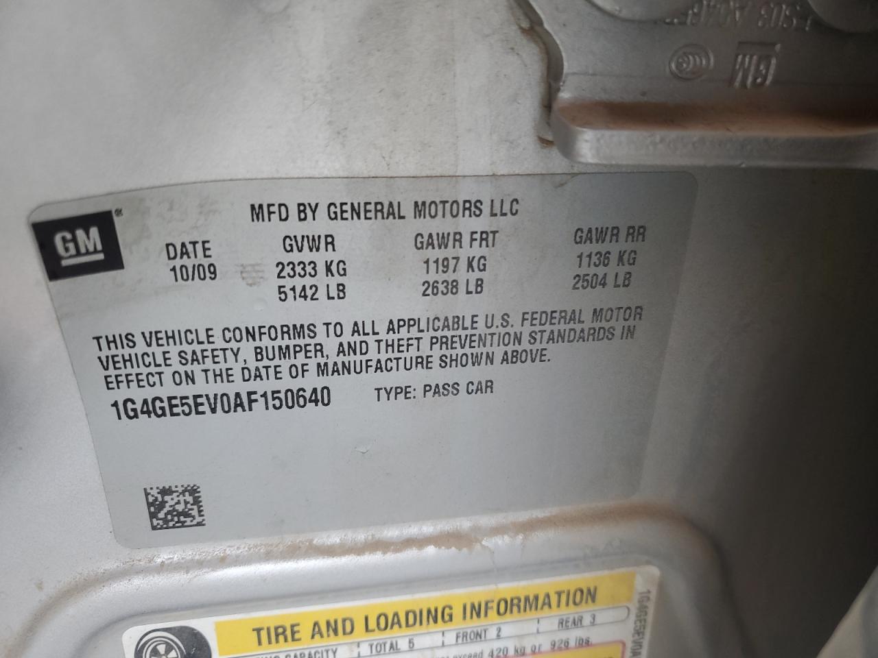 2010 Buick Lacrosse Cxs VIN: 1G4GE5EV0AF150640 Lot: 70534355