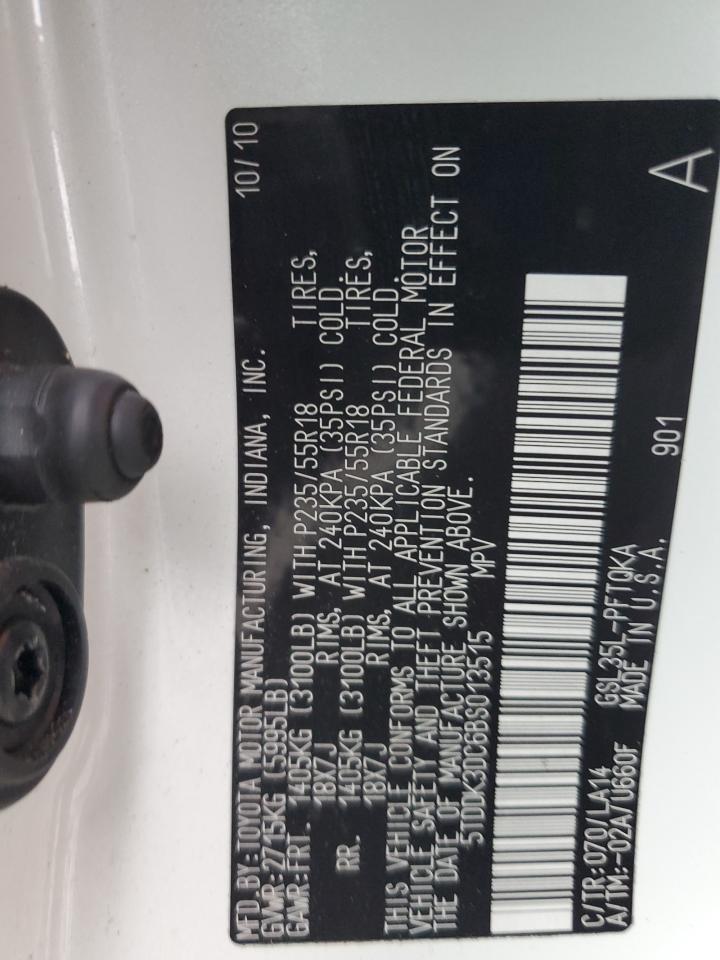 2011 Toyota Sienna Xle VIN: 5TDDK3DC6BS013515 Lot: 84168845