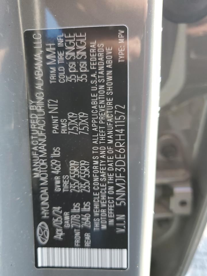 2024 Hyundai Tucson Sel VIN: 5NMJF3DE6RH411572 Lot: 80403785