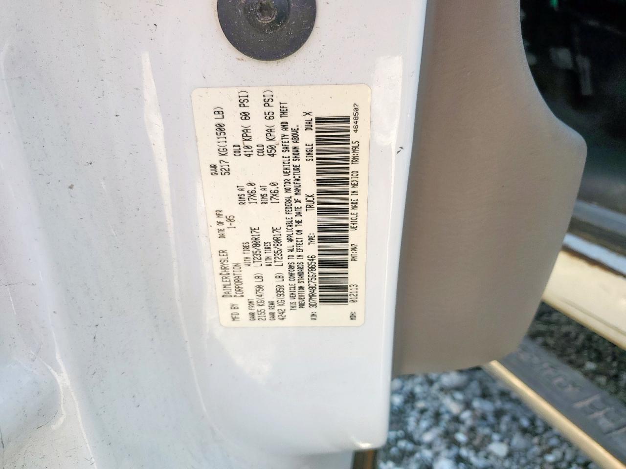 2005 Dodge Ram 3500 St VIN: 3D7MR48C75G786546 Lot: 71562385