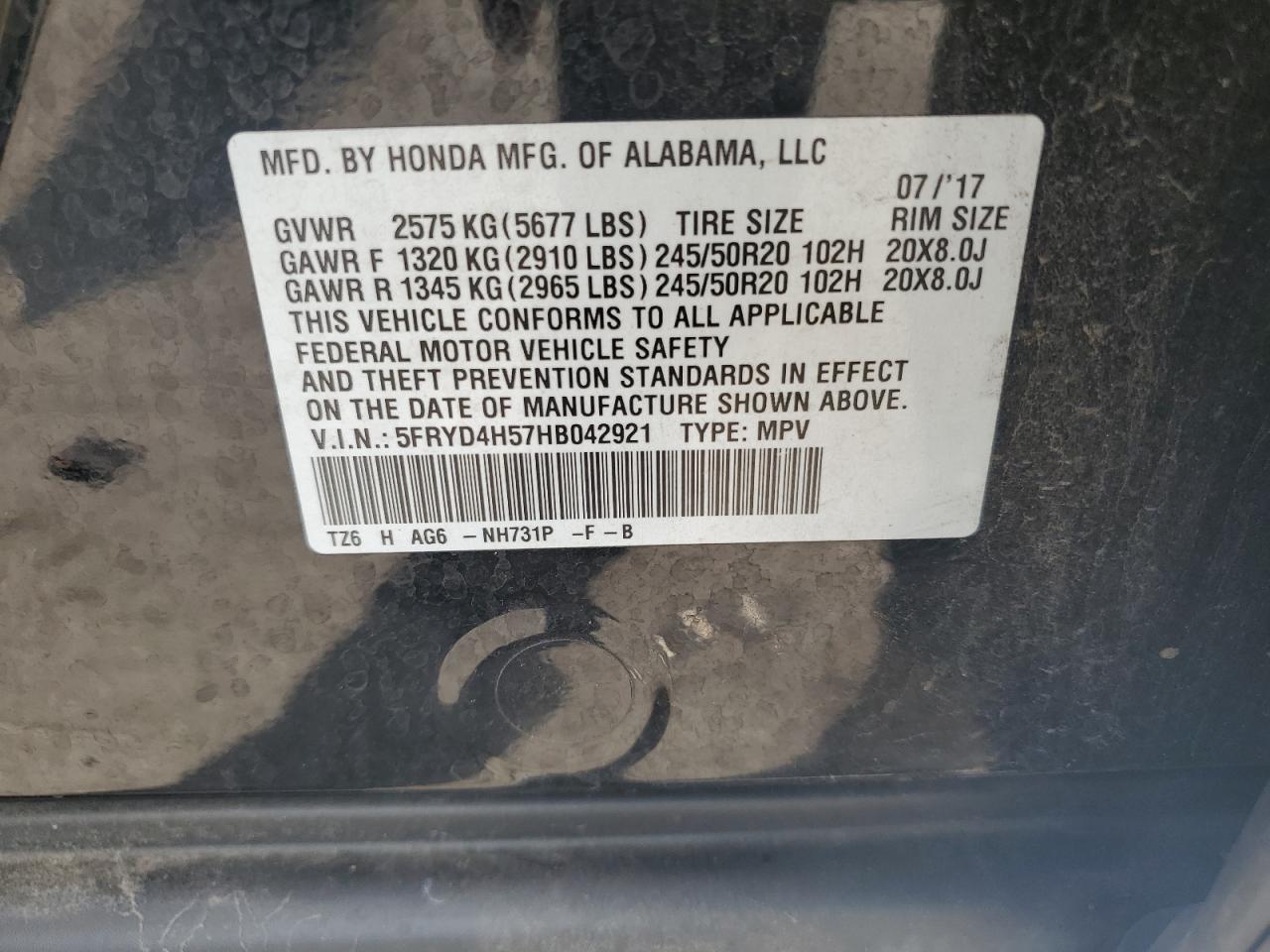 2017 Acura Mdx Technology VIN: 5FRYD4H57HB042921 Lot: 80278595