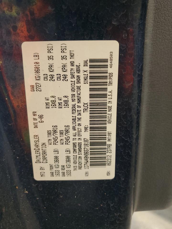 2006 Dodge Dakota Quad Slt VIN: 1D7HW48N96S718187 Lot: 70913475