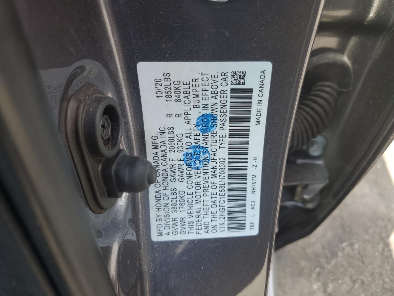 2020 Honda Civic Si VIN: 2HGFC1E58LH708302 Lot: 80197145