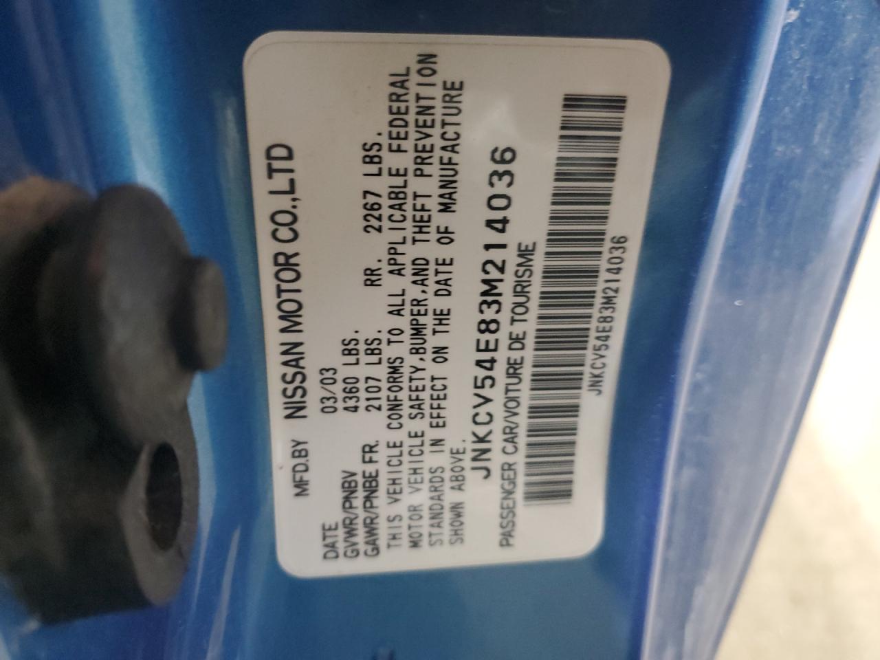 2003 Infiniti G35 VIN: JNKCV54E83M214036 Lot: 71509345