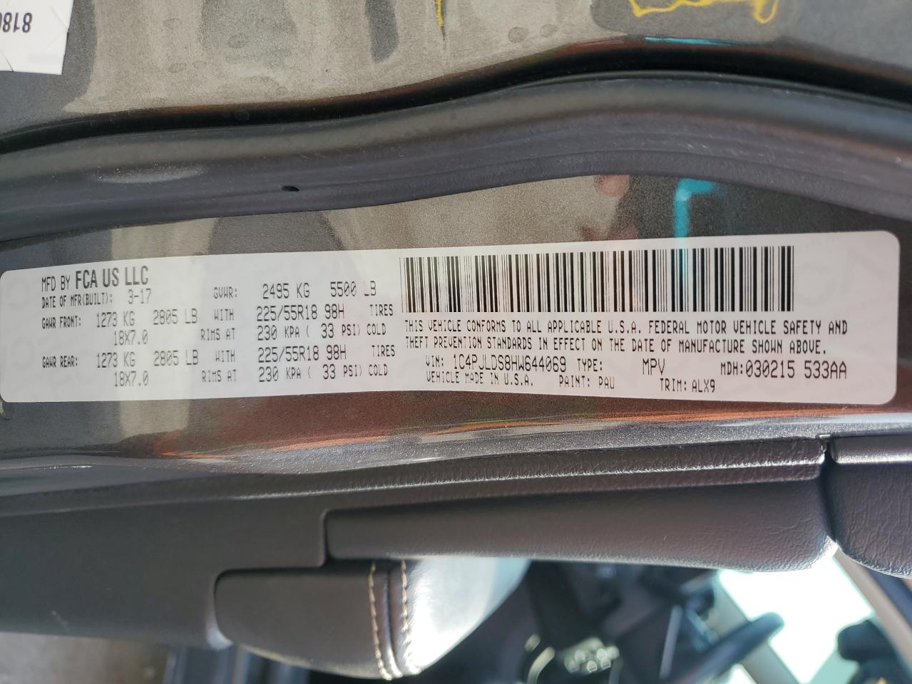 2017 Jeep Cherokee Limited VIN: 1C4PJLDS8HW644069 Lot: 80728095