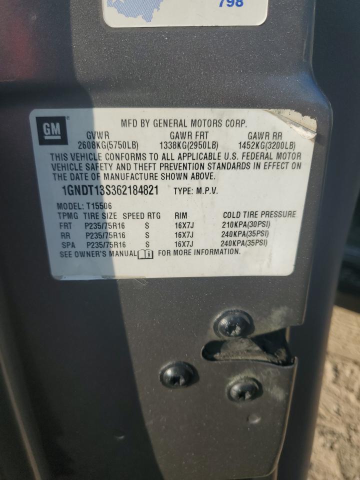 2006 Chevrolet Trailblazer Ls VIN: 1GNDT13S362184821 Lot: 80705845