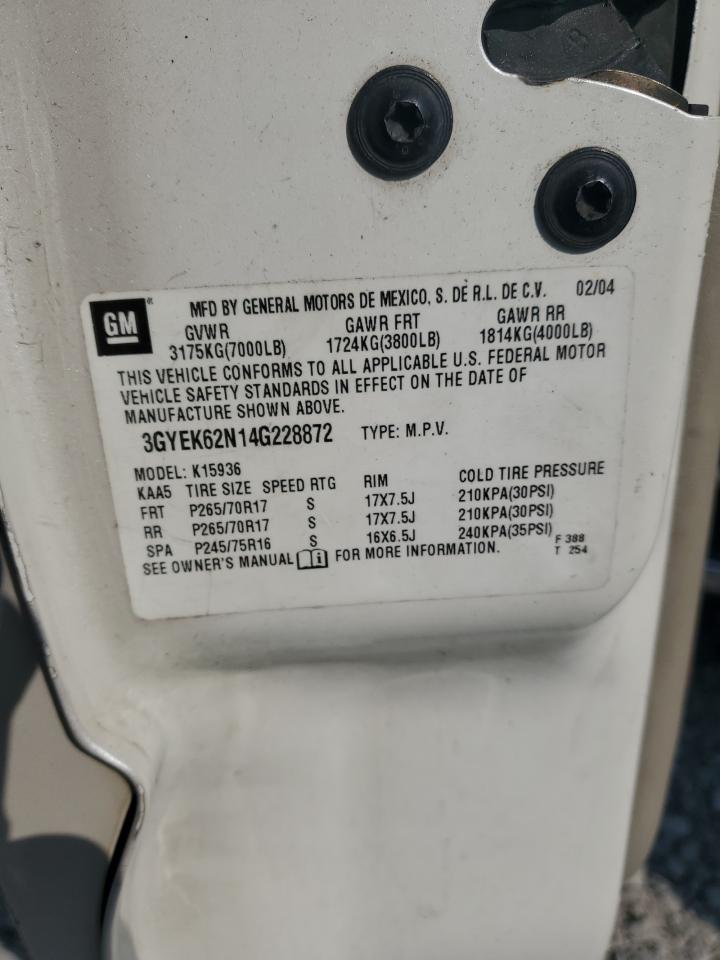 2004 Cadillac Escalade Ext VIN: 3GYEK62N14G228872 Lot: 71270165