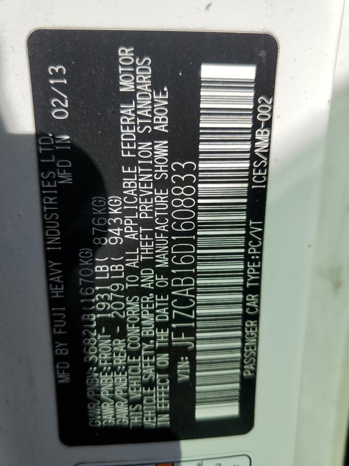 2013 Subaru Brz 2.0 Premium VIN: JF1ZCAB16D1608833 Lot: 71531035