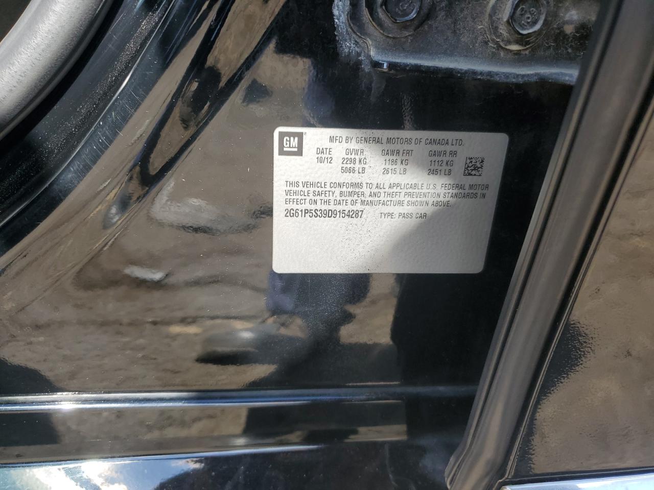 2013 Cadillac Xts Luxury Collection VIN: 2G61P5S39D9154287 Lot: 84027685