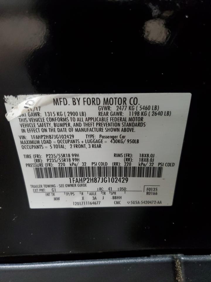 2018 Ford Taurus Sel VIN: 1FAHP2H87JG102429 Lot: 81270565