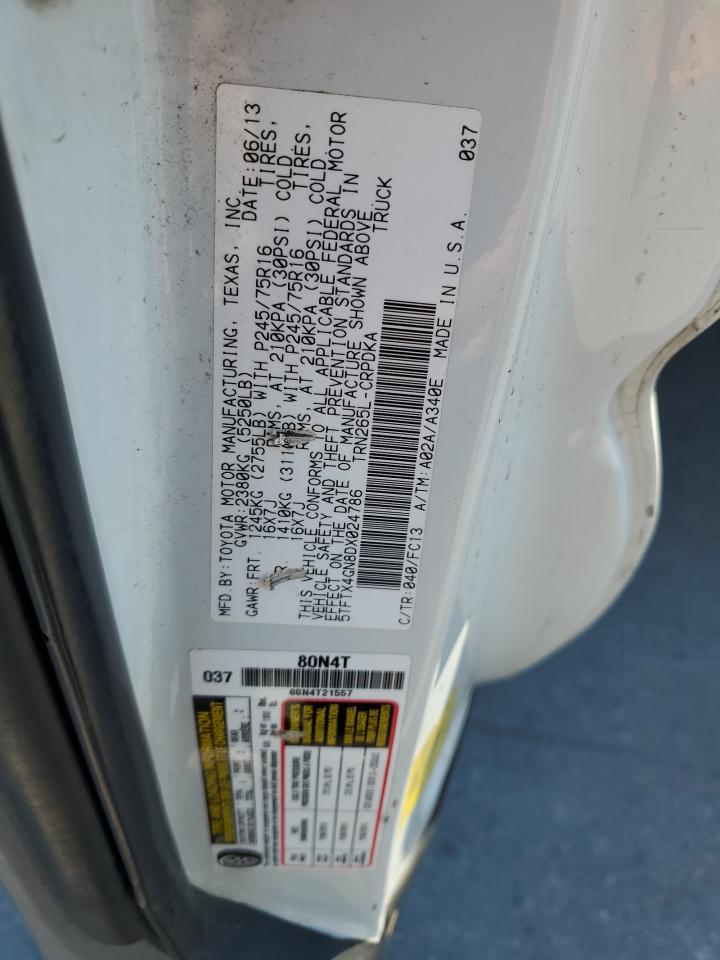 2013 Toyota Tacoma Prerunner Access Cab VIN: 5TFTX4GN8DX024786 Lot: 84446525